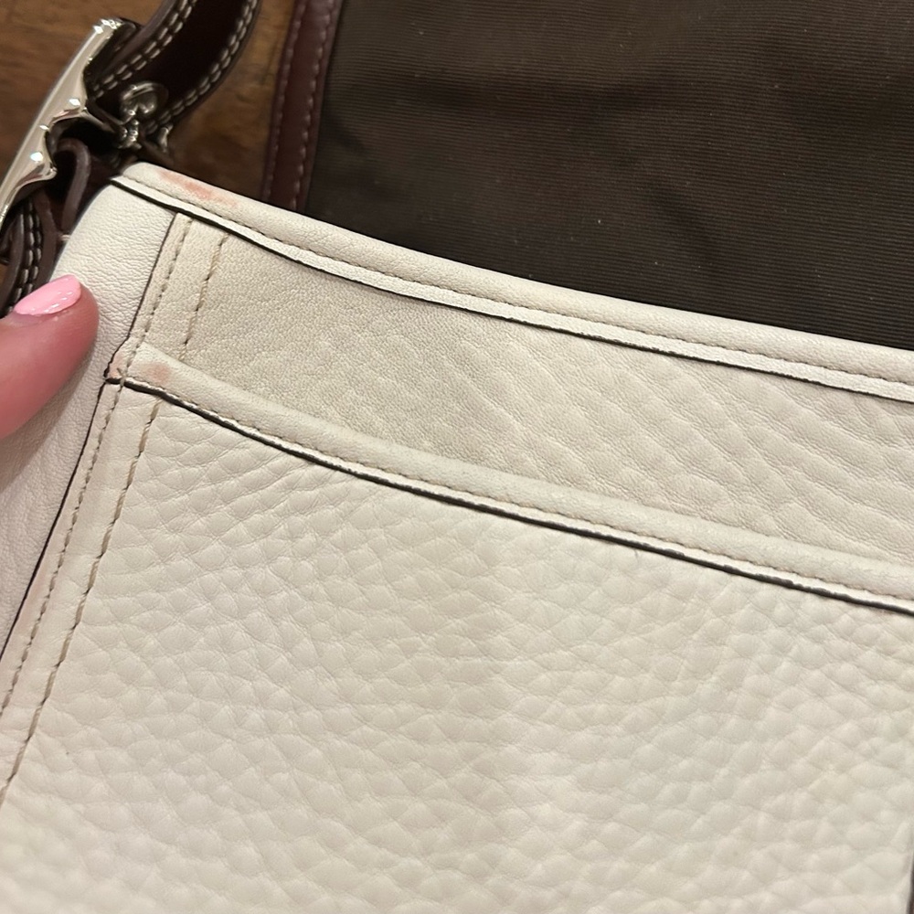 Coach Cream and Brown Leather Crossbody Shoulder Bag - Picture 9 of 15